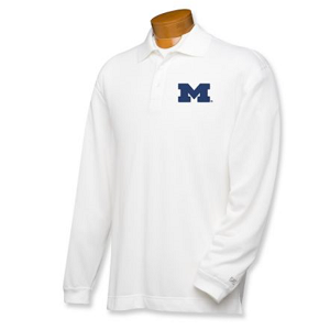 Michigan Wolverines B&T CB DryTec LS Championship Polo - White